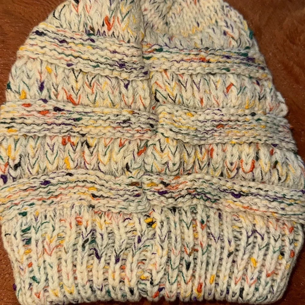 KNITTED BEANIE Ribbed Confetti Knit Beanie Tail Hat for‎ Adult (MB-33)